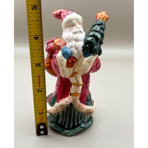 Santa Claus Christmas Tree Ornament Holding Tree Gift Bag Holiday Decor - Picture 3 of 7